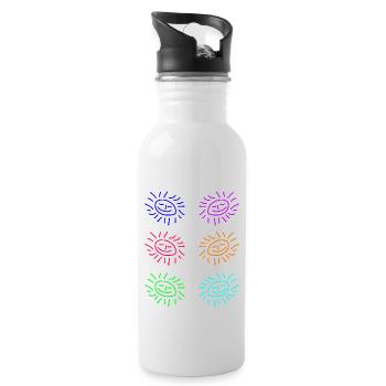 Sun Sticker Blue Turqis - Water bottle with straw - white - Right