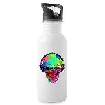 LUSTIGER HALLOWEEN REGENBOGENSCHÄDEL UND KOPFHÖRER - Trinkflasche mit integriertem Trinkhalm - Weiß - Rechts