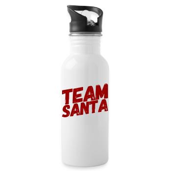 TEAM SANTA +++ Merry Christmas, X-Mas, Weihnachten - Trinkflasche mit integriertem Trinkhalm - Weiß - Rechts