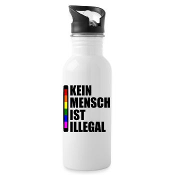 Kein mensch ist illegal - Trinkflasche mit integriertem Trinkhalm - Weiß - Rechts