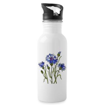 Flowers - Water bottle with straw - white - Right