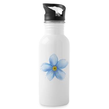 Forget Me Not – Delicate Floral Illustration - Water bottle with straw - white - Right