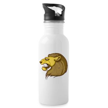 Lion portrait - Water bottle with straw - white - Right