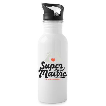 Super maitre l unique cadeau maître instituteur - Gourde avec paille intégrée - blanc - Droite