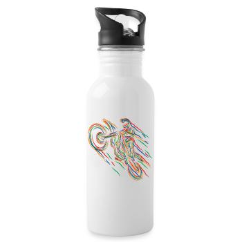 Motocross Colorful Paint Graphic Hommes Femmes & Enfants - Gourde avec paille intégrée - blanc - Droite