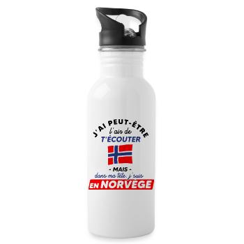 Voyage en Norvège - Gourde avec paille intégrée - blanc - Droite