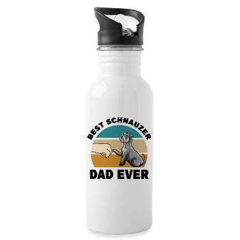 Schnauzer - Trinkflasche mit integriertem Trinkhalm - Weiß - Rechts