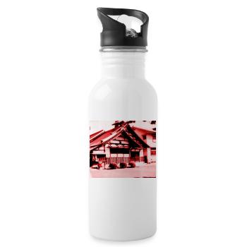 Temple in Nara, Japan. - Water bottle with straw - white - Right