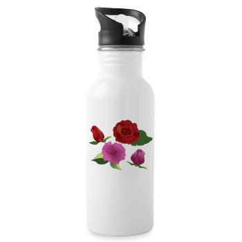 Bouquet of roses play of colours - Water bottle with straw - white - Right