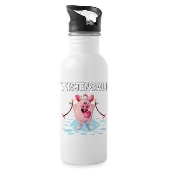 Pistensau Ski fahren Urlaub Geschenk - Trinkflasche mit integriertem Trinkhalm - Weiß - Rechts