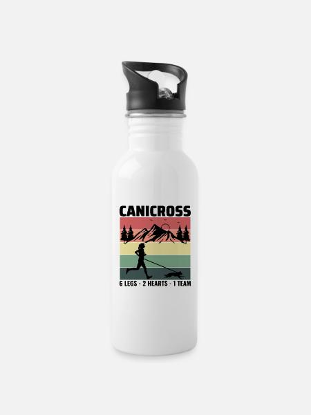 Canicross Trail Running Dog Sport Outdoor Hobby - Water bottle with straw - white