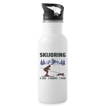 Hund Skijöring Extremsport Skirennen - Trinkflasche mit integriertem Trinkhalm - Weiß - Rechts
