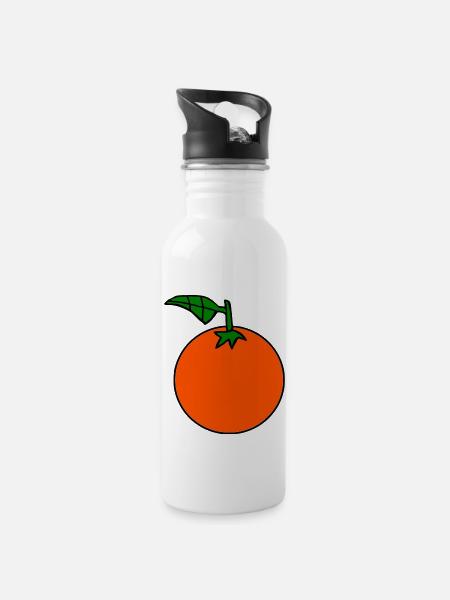 Orange - Gourde avec paille intégrée - blanc