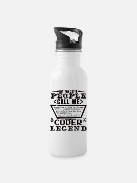 Coder Legend - Water bottle with straw - white