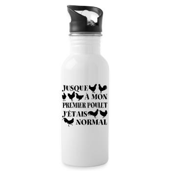 Silhouettes de poules phrase drôle sur les poules - Gourde avec paille intégrée - blanc - Droite