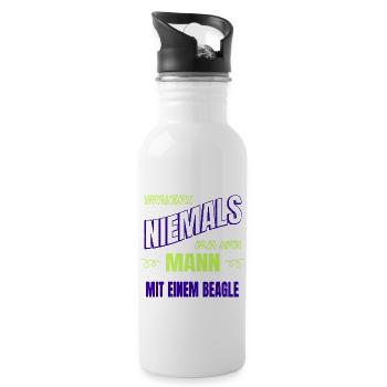 welpe geschenkidee schäferhund opa doggie geek - Trinkflasche mit integriertem Trinkhalm - Weiß - Rechts