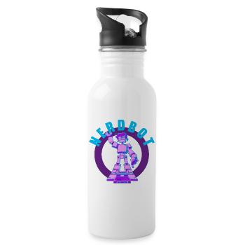 NERDY forever - Nerdbot - Trinkflasche mit integriertem Trinkhalm - Weiß - Rechts