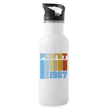 Einzigartig 1987 - Trinkflasche mit integriertem Trinkhalm - Weiß - Rechts