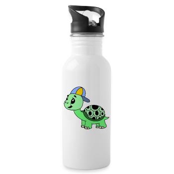 Kuschelige Schildkröte mit Cap - Trinkflasche mit integriertem Trinkhalm - Weiß - Rechts