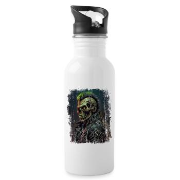 Horror Punk Zombie Skull - Trinkflasche mit integriertem Trinkhalm - Weiß - Rechts