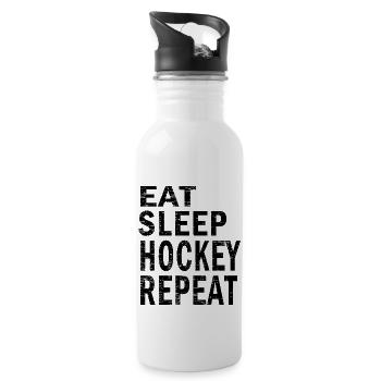 Manger dormir Répéter le hockey pour les amateurs de hockey - Gourde avec paille intégrée - blanc - Droite