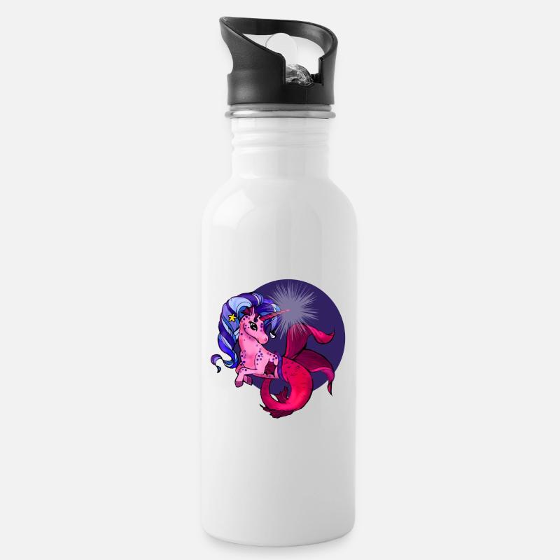 Magischer Meeres-Horn mit Meerjungfrau - Trinkflasche mit integriertem Trinkhalm - Weiß