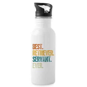 Best Retriever Dog Servant Ever Distressed Retro - Water bottle with straw - white - Right