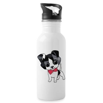 Cute Beautiful Chibi Dog - Trinkflasche mit integriertem Trinkhalm - Weiß - Rechts