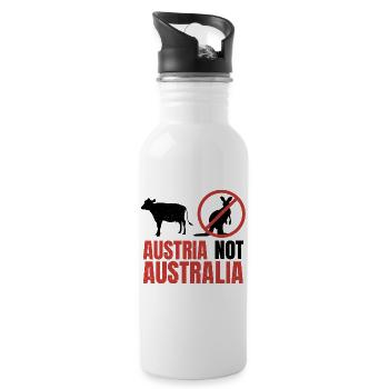 Austria Not Australia Kangaroos Funny Pun - Trinkflasche mit integriertem Trinkhalm - Weiß - Rechts