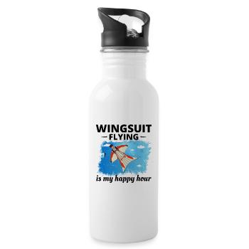 Wingsuit fliegen Base Jumping Fallschirmspringen Wingsuiting - Trinkflasche mit integriertem Trinkhalm - Weiß - Rechts