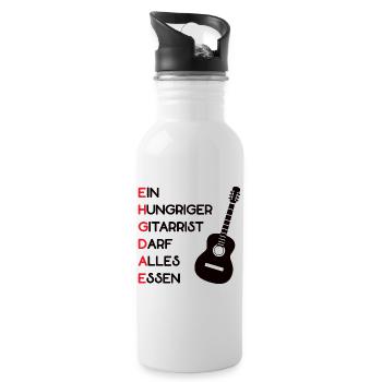 Gitarrist Gitarrensaiten Merksatz Gitarrenspieler - Trinkflasche mit integriertem Trinkhalm - Weiß - Rechts