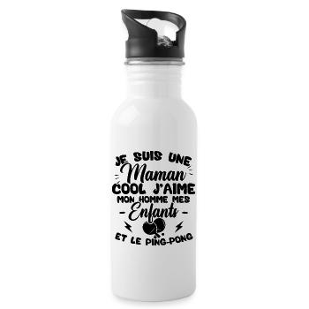 Une maman cool j'aime mon homme et le ping pong - Gourde avec paille intégrée - blanc - Droite