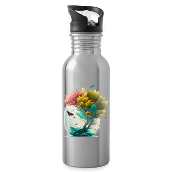 Der Miniaturwald - Trinkflasche mit integriertem Trinkhalm - Lightsilver - Rechts