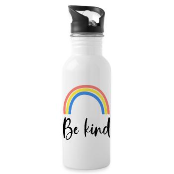 Be Kind Rainbow - Trinkflasche mit integriertem Trinkhalm - Weiß - Rechts