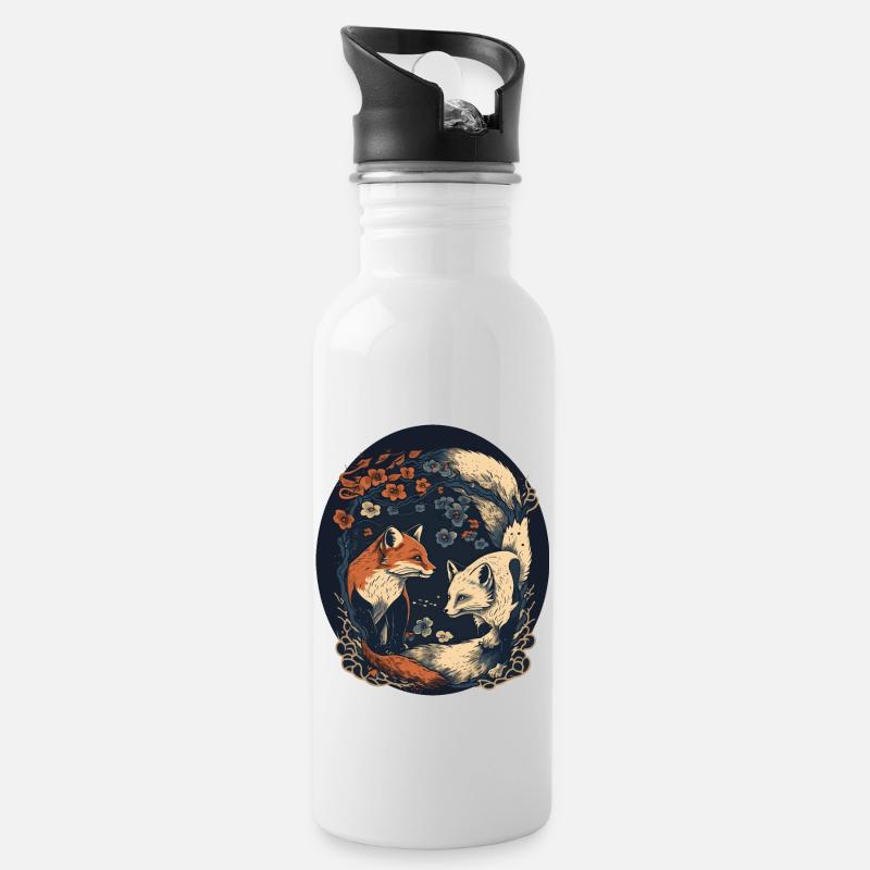 FOX 10 - Trinkflasche mit integriertem Trinkhalm - Weiß