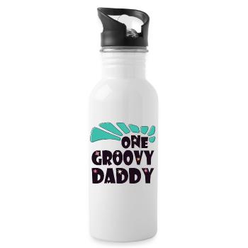 Un papa groovy, un papa génial - Gourde avec paille intégrée - blanc - Droite