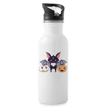 Fledermaus mit Kürbissen - Trinkflasche mit integriertem Trinkhalm - Weiß - Rechts