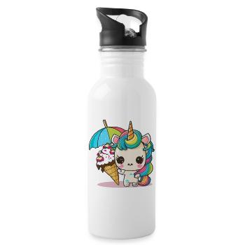 Sweet Dreams: A Unicorn - Water bottle with straw - white - Right