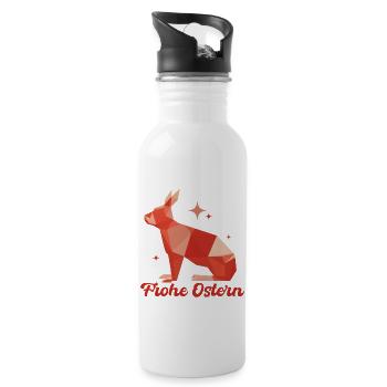 Frohe Ostern - Polygon Hase - Trinkflasche mit integriertem Trinkhalm - Weiß - Rechts