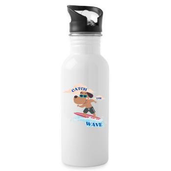 Catch the wave - Cute Beach Vibes T-Shirt - Water bottle with straw - white - Right