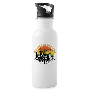 Camper Camping Urlaub Geschenk - Trinkflasche mit integriertem Trinkhalm - Weiß - Rechts