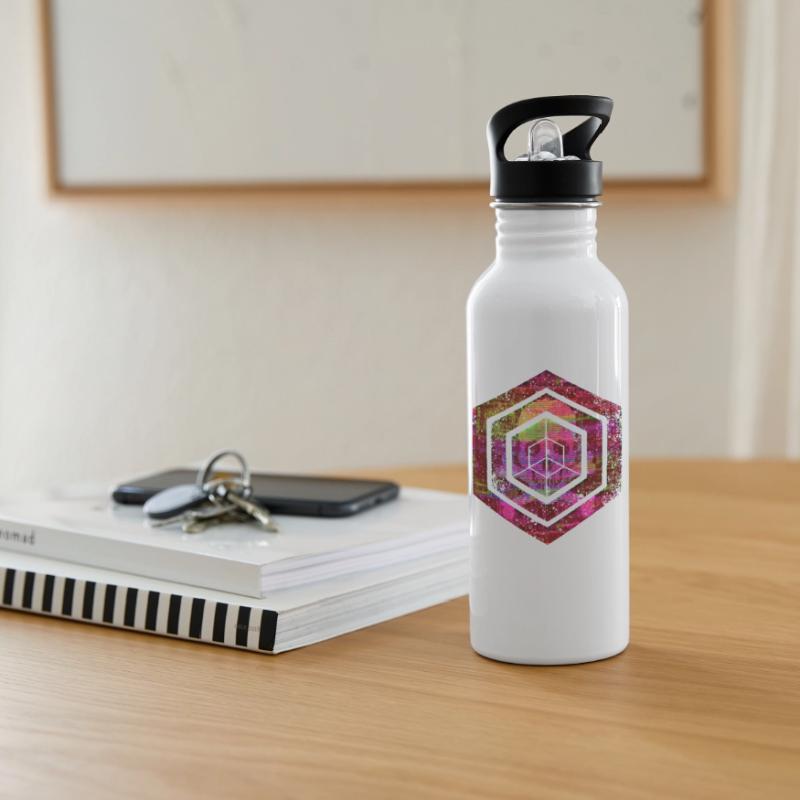 hexagon programming programmer coding geometric Water bottle with straw