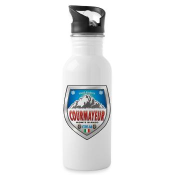 Courmayeur Valle d'Aosta Italy - Water bottle with straw - white - Right