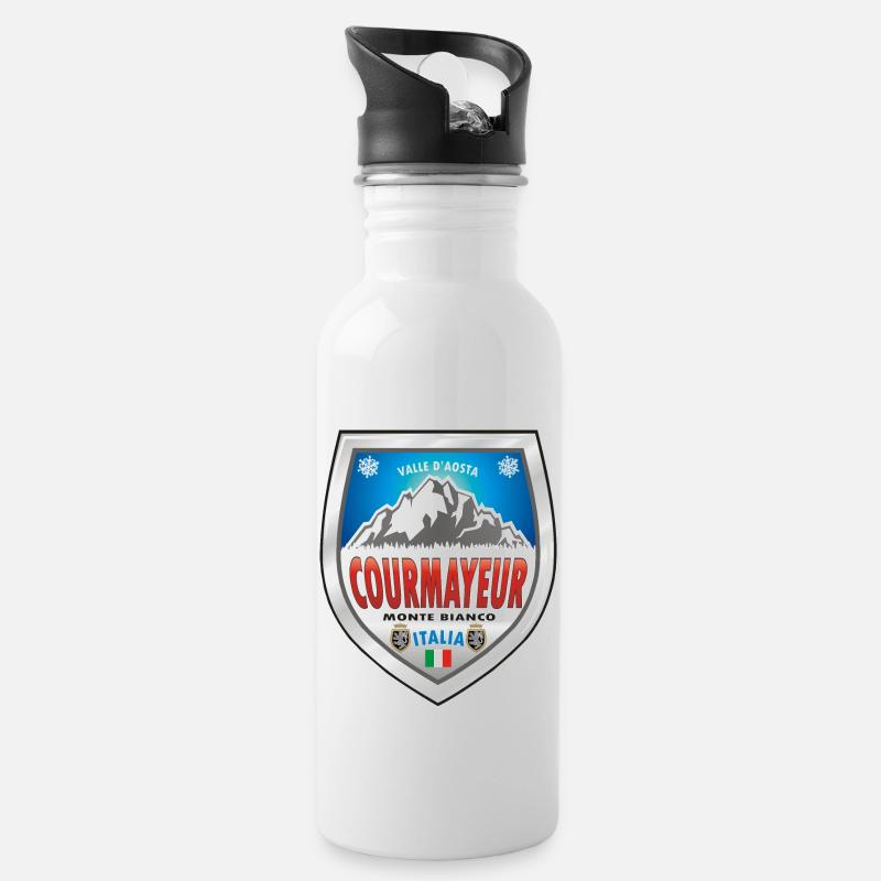 Courmayeur, Valle d'Aosta, Italien - Trinkflasche mit integriertem Trinkhalm - Weiß