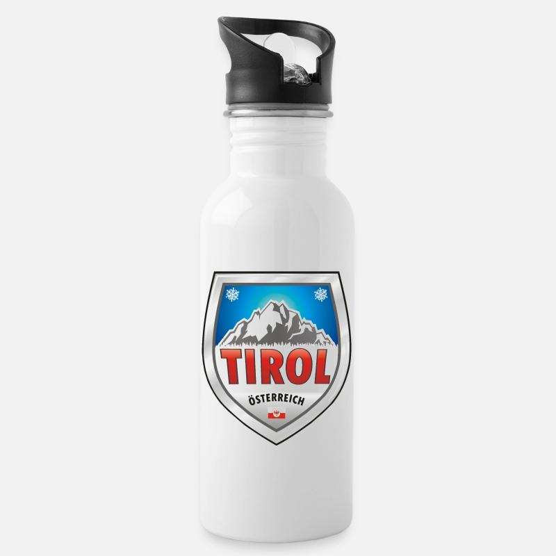 Dorf Tirol Österreich - Trinkflasche mit integriertem Trinkhalm - Weiß