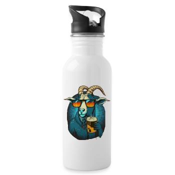 Cool buck with sunglasses and beer - Water bottle with straw - white - Right