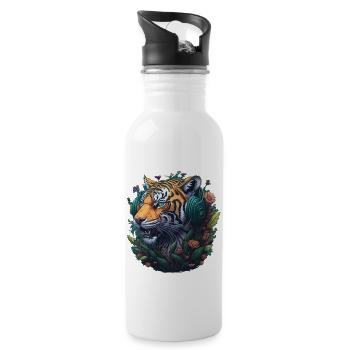 Tiger Vintage Gamer - Water bottle with straw - white - Right