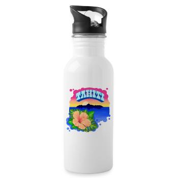 Sonnenuntergang im Paradies - Trinkflasche mit integriertem Trinkhalm - Weiß - Rechts