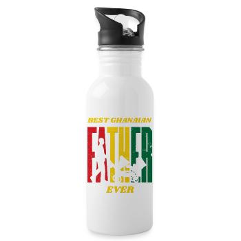 Ghana Ghanaischer Vater Dad Daddy Sohn I Geschenk - Trinkflasche mit integriertem Trinkhalm - Weiß - Rechts