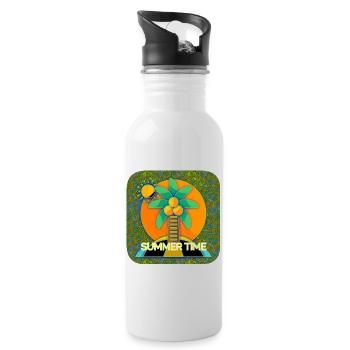 Summer Time - Club WoW - Trinkflasche mit integriertem Trinkhalm - Weiß - Rechts